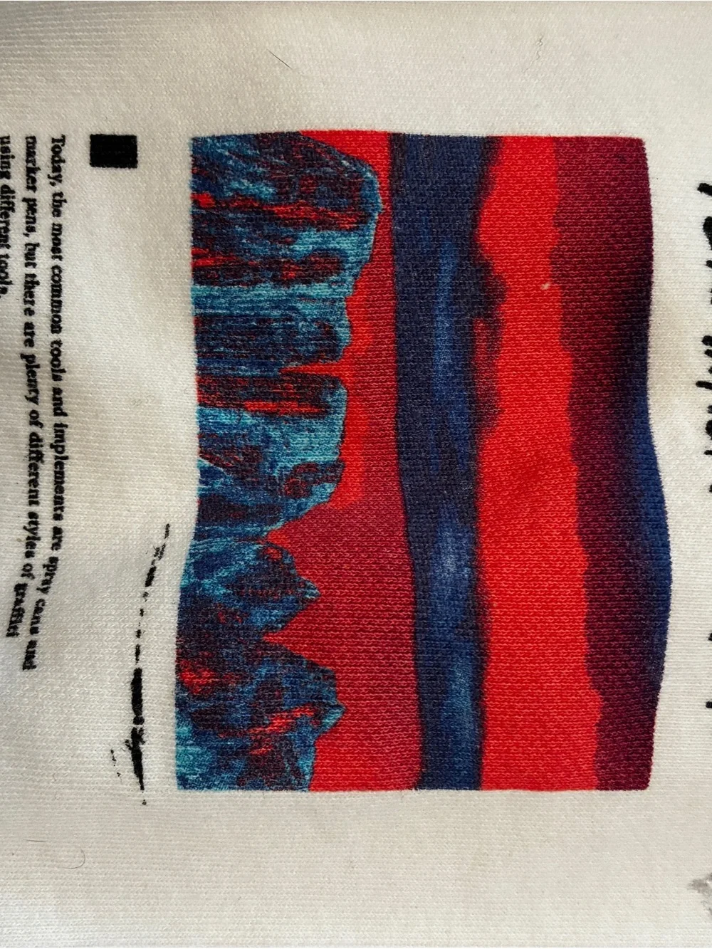 Zara Cream Graphic Crewneck with Multicolor Prints